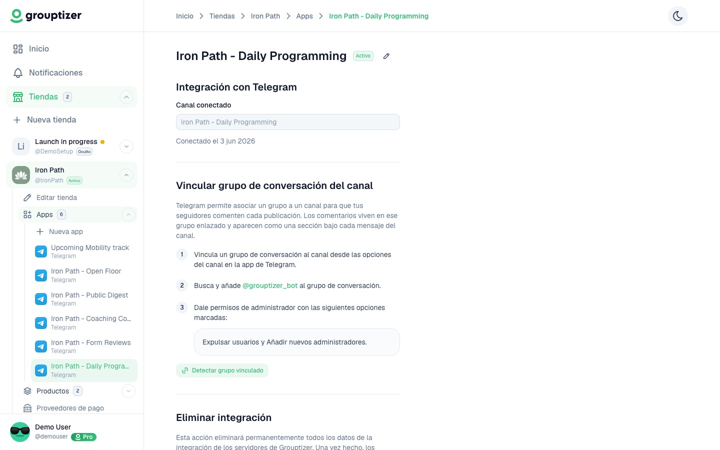 Integración con canal verificado